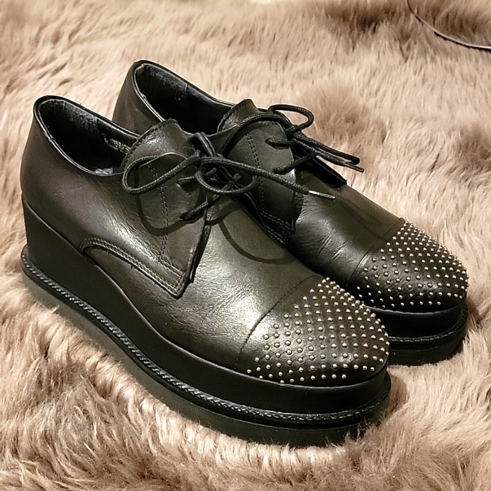 Elegant Black Studded Platform Shoes